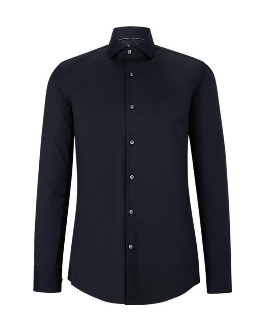 Boss Blue Spread-Collar Button -Up Shirt for men