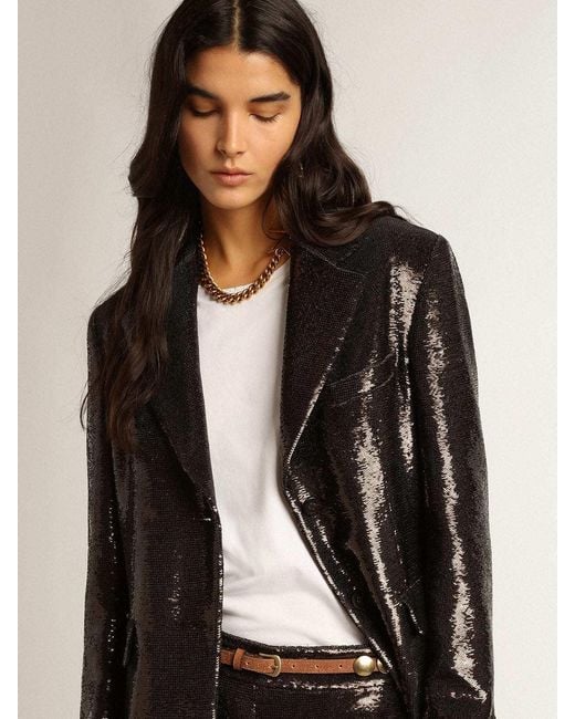 Golden Goose Deluxe Brand Brown Sequin-Embellished Tailored Blazer