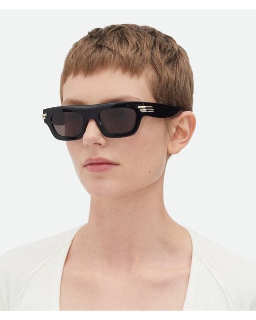 Bottega Veneta Black Eyewear Rectangle Frame Sunglasses for men