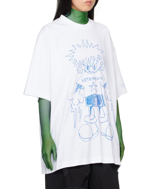 Vetements White Graphic Printed Crewneck T-Shirt for men