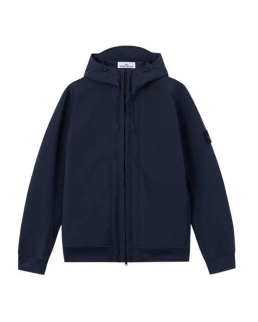 Stone Island Blue Logo Patch Drawstring Jacket for men