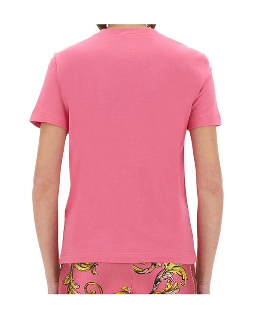 Versace Jeans Pink Couture Logo Printed Crewneck T-Shirt