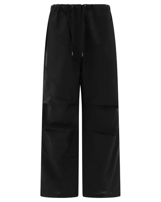 Acne Black Relaxed Fit Straight-Leg Pants With Drawstring Waistband