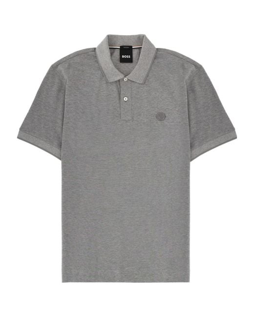 Boss Gray Boss C Parris Logo Patch Polo Shirt for men