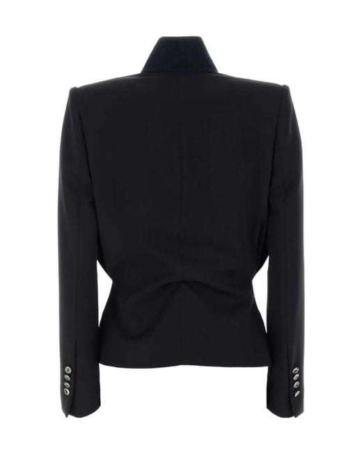 McQueen Black Double-Breasted Fitted Blazer