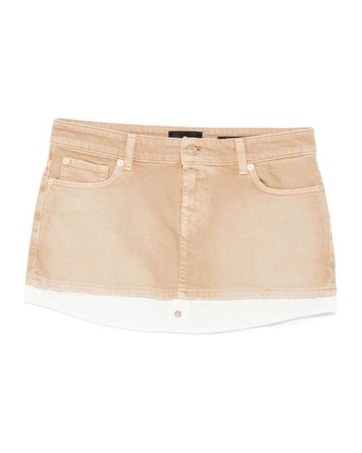 7 For All Mankind Natural Button-Fastening Mini Skirt