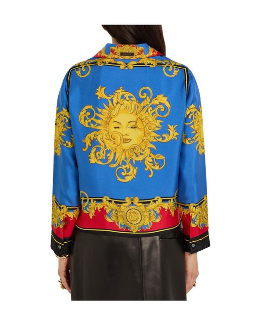 Versace Blue Printed Silk-Twill Shirt