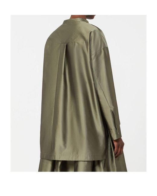 Max Mara Green Satin Oversized Shirt