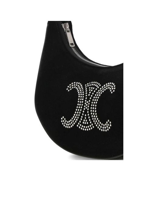Céline Black Logo Zipper Shoulder Bag