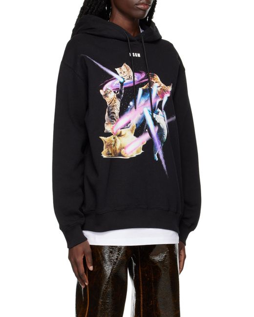 MSGM Blue Graphic-Print Drawstring Hoodie