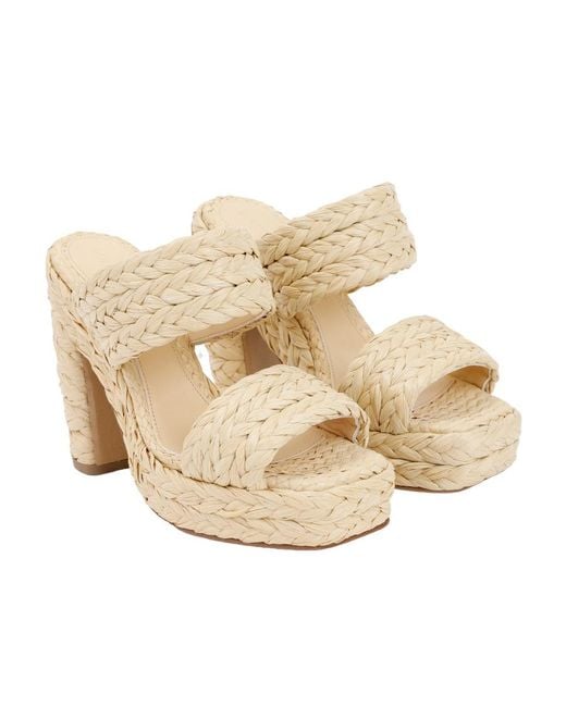 Bottega Veneta White 120Mm Raffia Woven Platform Sandals
