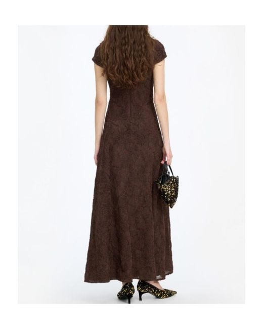 ROTATE BIRGER CHRISTENSEN Brown Flower-Mesh Sleeveless Maxi Dress Dark