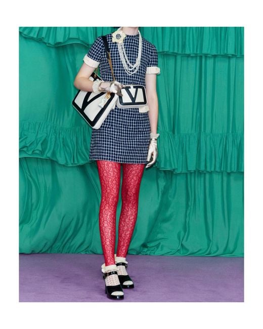 Valentino Red Flower Lace Tights