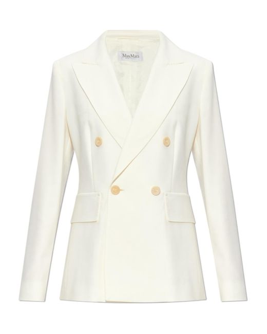 Max Mara White Sanna Double-Breasted Long-Sleeved Jacket