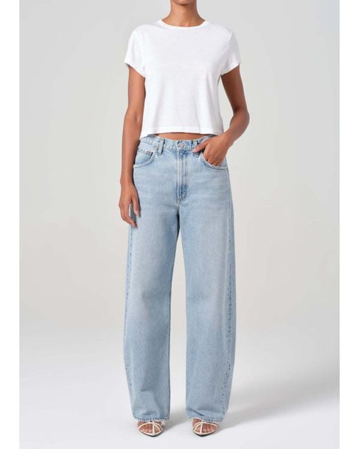 Agolde Blue Mid-Rise Tapered-Leg Jeans