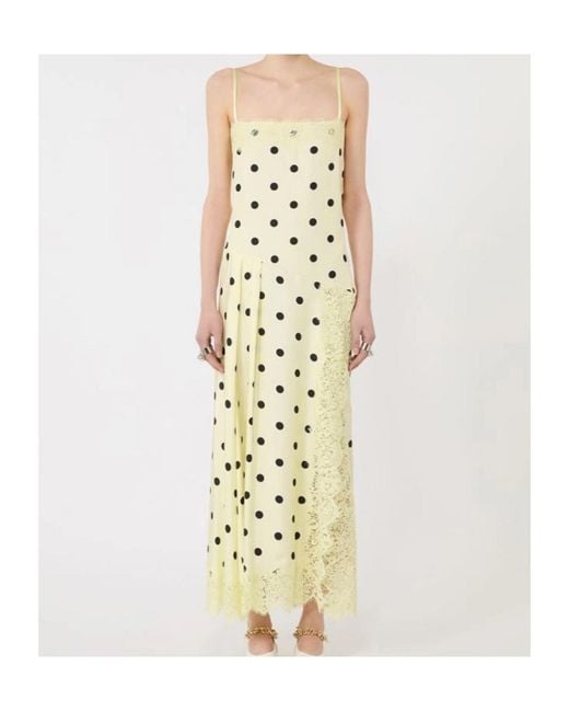 Sportmax Metallic Elegant Polka Dot Silk Twill Mini Dress With Pleated Motif