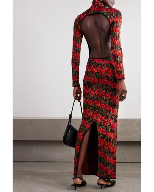 Emilio Pucci Red Backless Jacquard Dress