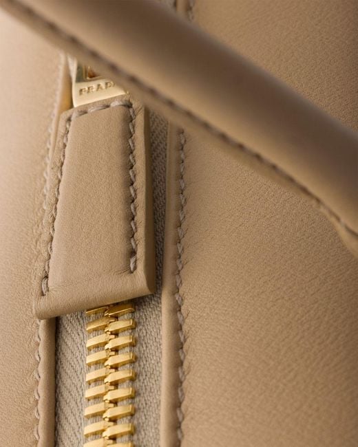 Prada Natural Medium Leather Top-Handle Bag