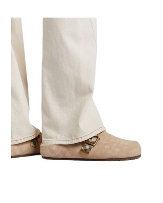 Burberry Natural Shearling-Lined Suede Clogs