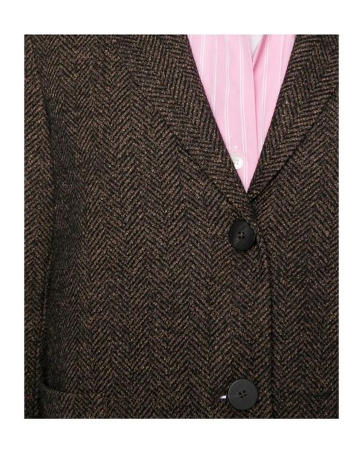 Harris Wharf London Brown Single-Breasted Herringbone Knit Blazer