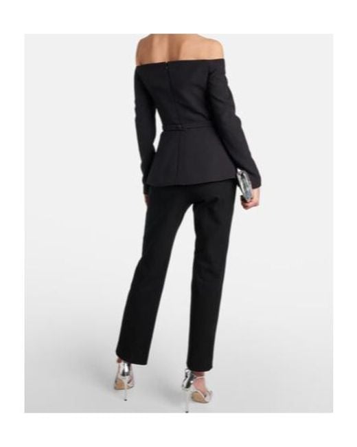 Safiyaa Black Off-Shoulder Crêpe Peplum Top