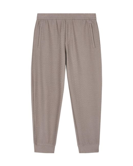 Emporio Armani Gray Lyocell-Blend Interlock-Jersey Joggers With Jacquard Lettering for men