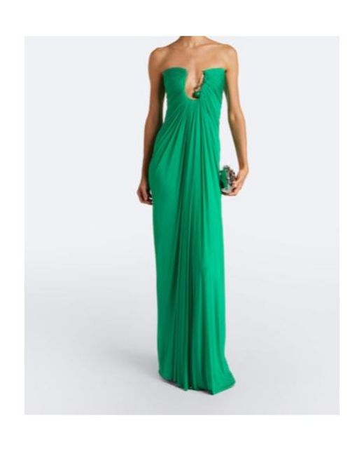 Christopher Esber Green Helix Crystal Gathered Gown