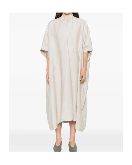 Ziggy Chen White Panelled Short-Sleeve Midi Dress