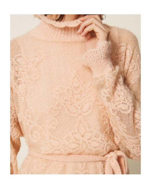 Twinset Natural Jacquard Alpaca-Blend Long Pullover