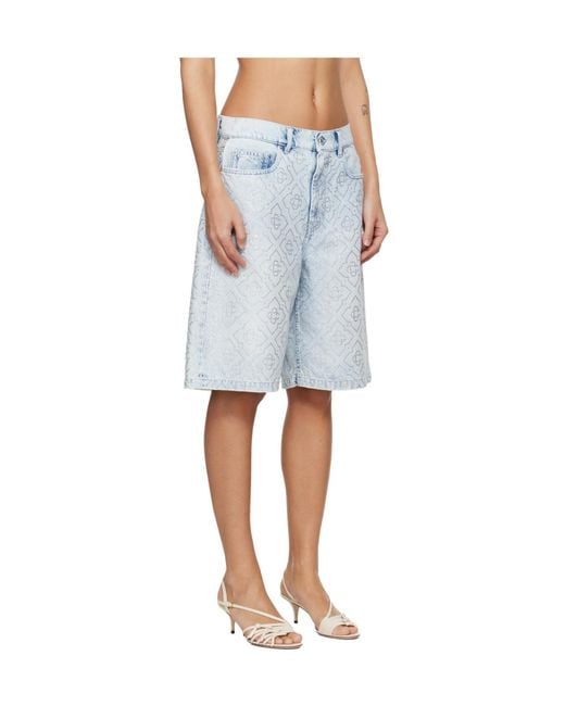 Casablanca Blue Embellished Denim Shorts