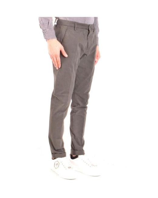 Dondup Gray High Waist Casual Pants for men