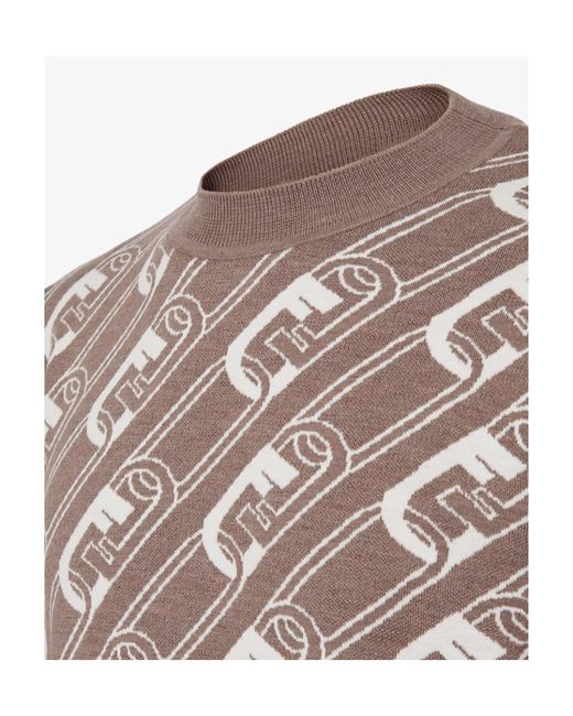 Fendi Brown Multicolour Wool Jumper for men