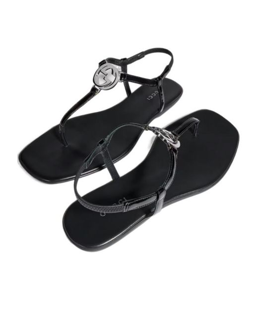 Gucci Brown Interlocking G Thong Sandals