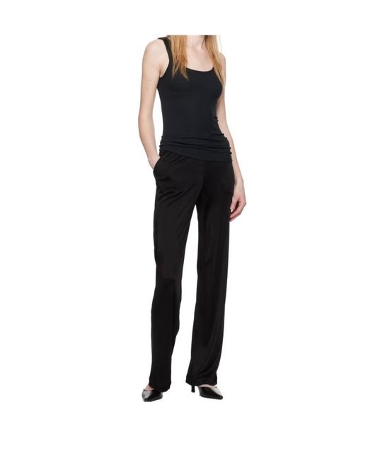 Helmut Lang Black Fluid Straight-Leg Trousers