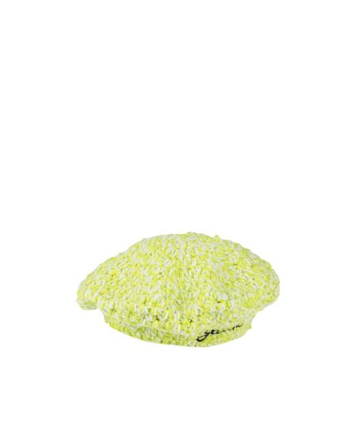 Ganni Yellow Solid Color Hats