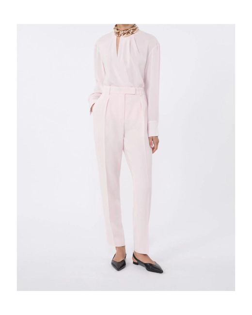 Max Mara Pink Cady Pleated Trousers