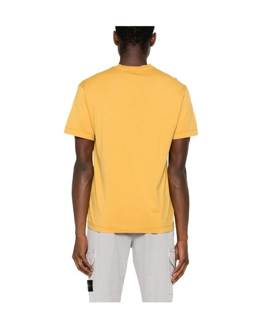 Stone Island Yellow Compass Patch Crewneck T-Shirt for men