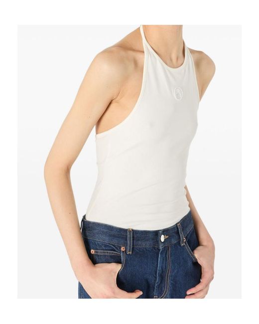 MARINE SERRE White Logo Halter Top