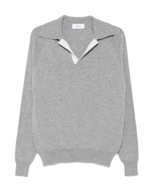 Lardini Gray Long-Sleeved Sweater for men