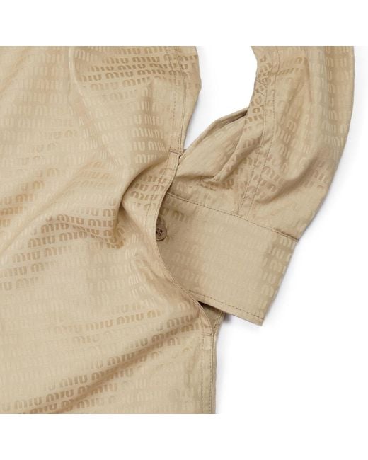 Miu Miu Natural Long-Sleeved Shirt Dress