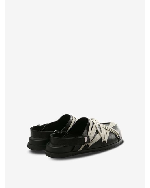 Rick Owens Black Megalace Laced-Up Mules