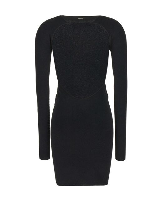 DSquared² Black Open-Back Fine-Ribbed Minidress