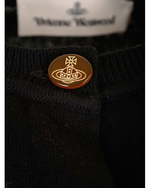 Vivienne Westwood Black Orb Embroidered Knitted Cardigan