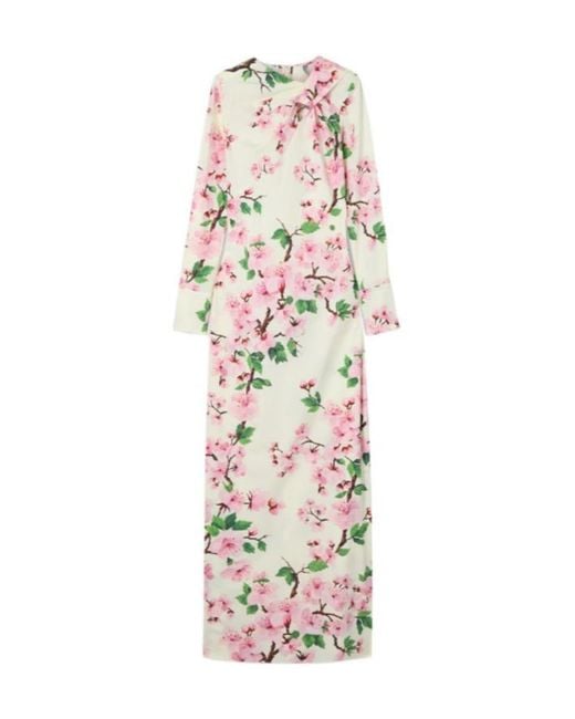 Oscar de la Renta White Cutout Floral Printed Dressn