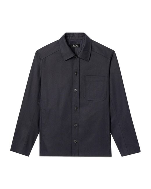 A.P.C. Blue Buttoned Overshirt Jacket for men