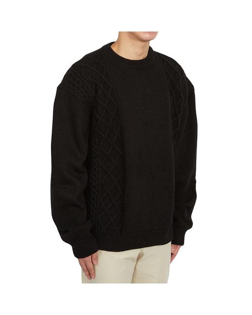 FAMILY FIRST Black Round-Neck And Long-Sleeved Sweater for men