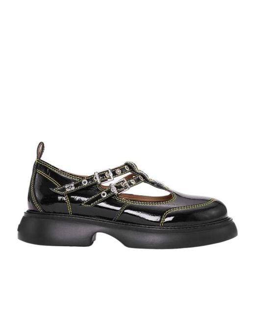 Ganni Black Loafers Shoes Made Of Eco Leather