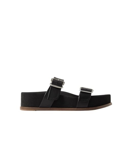 Gabriela Hearst Black Round-Toe Platform Sandals