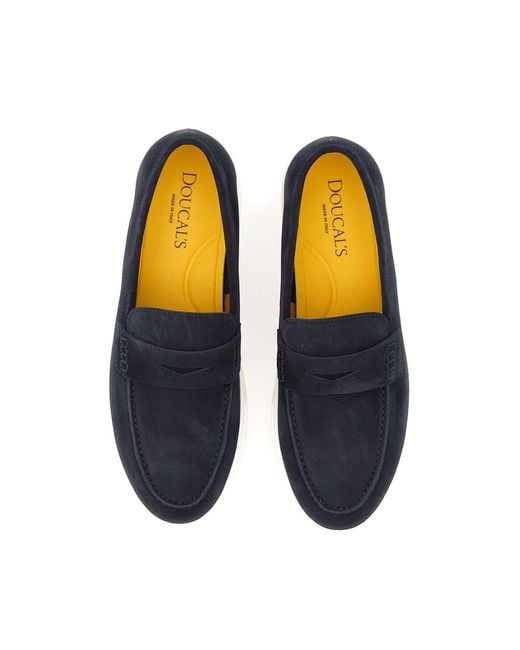 Doucal's Blue Penny Slip-On Loafers for men