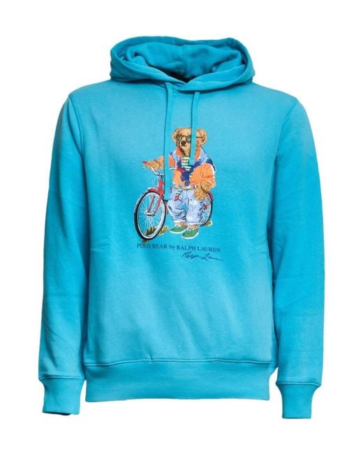 Polo Ralph Lauren Blue Polo Bear Printed Drawstring Hoodie for men